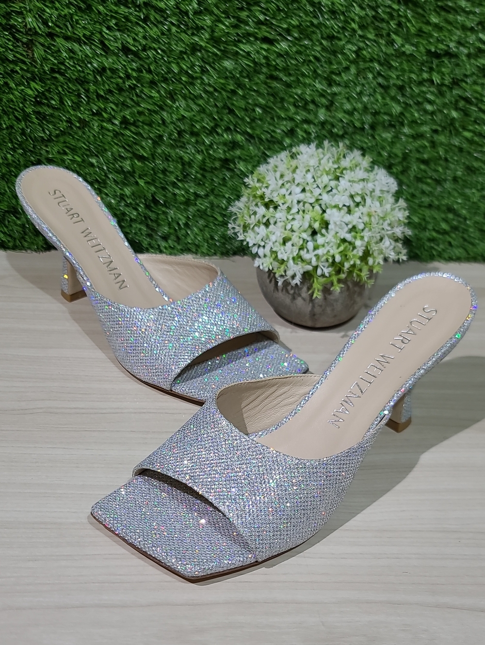 Stuart Weitzman Tia 75 Crystal Slide Sandals US Women's 9